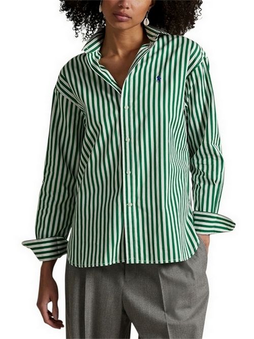 camicia donna a righe bianco e verde Ralph Lauren | 211910743029